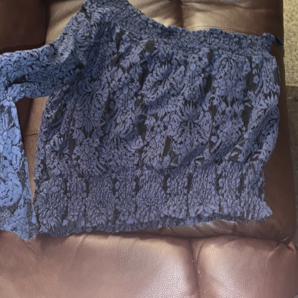 Purple/Blue lace one sleeve shirt